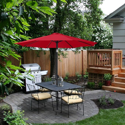 ABCCANOPY 7.5FT OutdoorPatio Umbrella, UV Protection Table Umbrella w/Crank for Easy Set Up, Suitable for Garden, Lawn, Deck & Backyard (Red)