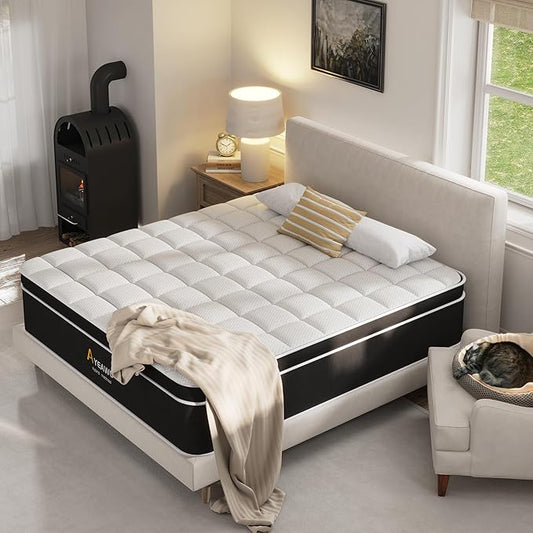 Firm King Size Mattress, 14 Inch Hybrid King Bed Mattress with Gel Memory Foam and Pocket Springs for Pressure Relief & Motion Isolation, Bed in a Box, Breathable & Cooling Feel, CertiPUR-US