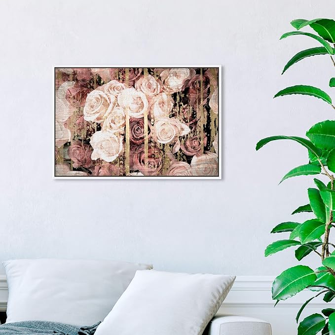 The Oliver Gal Artist Co. Floral and Botanical Framed Wall Art Canvas Prints 'Shabby Chic Romance' Florals