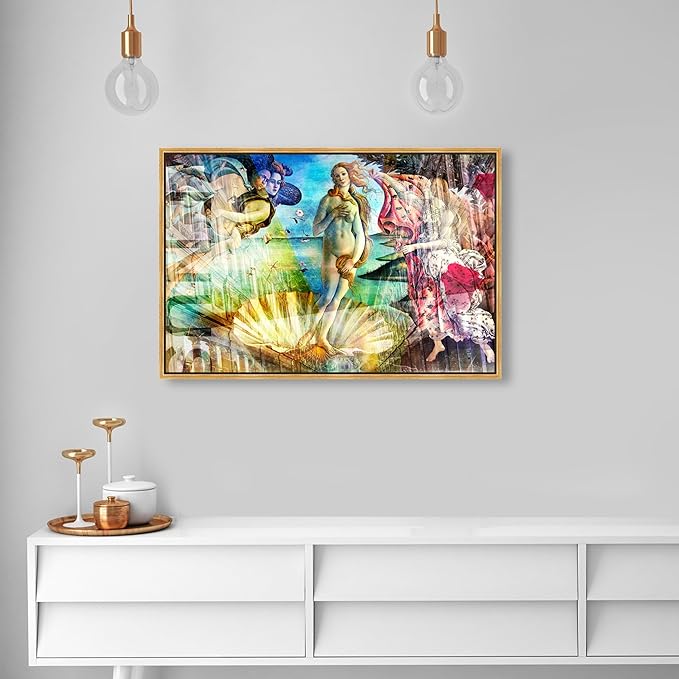 The Oliver Gal Artist Co. Spiritual and Religious Wall Art Framed Canvas Prints 'Birth of Venus - Botticelli' Zodiac