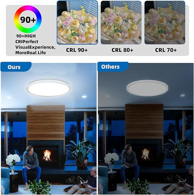 Led Ceiling Light Flush Mount,Bedroom Lights for Ceiling,led Kitchen Ceiling Light,Dimmable 35W 4000LM,5CCT Selectable Color Temperature,15 in for Living Room,Office,Hallway,Bedroom,Kitchen