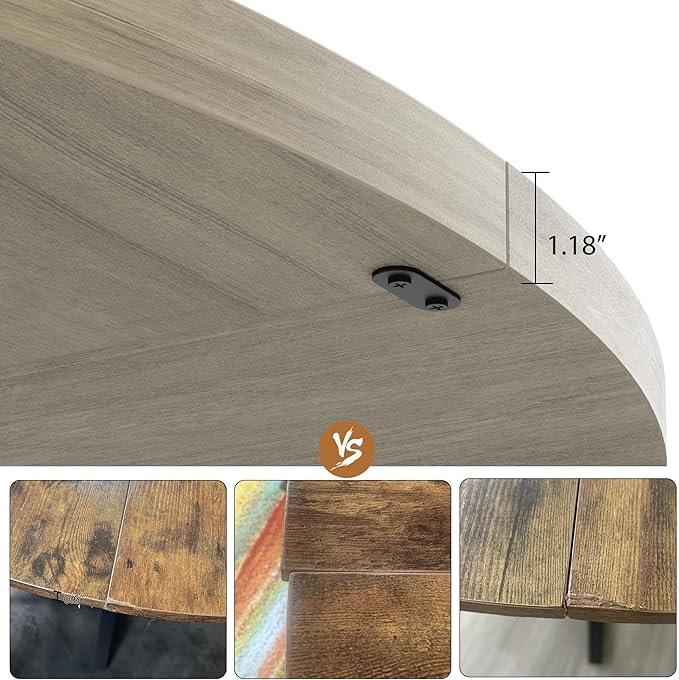 GAOMON 47" Round Dining Table for 4-6 People, Wooden Circle Kitchen Table with Storage Shelf, Industrial Dining Room Table for Kitchen, Dining Room, Save Space