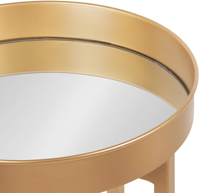 Kate and Laurel Celia Side Tables, Set of 2, Gold with Mirror Tabletop, Decorative Modern Glam End Table