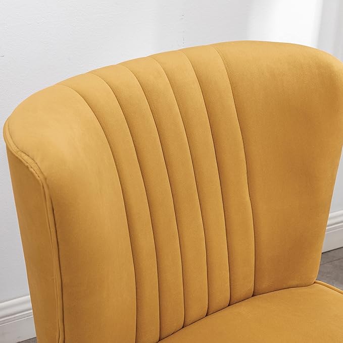 Elon Contemporary Velvet Upholstered Accent Chair, Gold