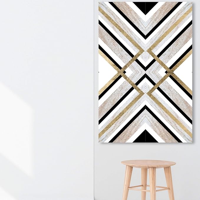 Abstract Wall Art Canvas Prints 'Earthy Lux' Geometric, 36x54, Brown, Gold