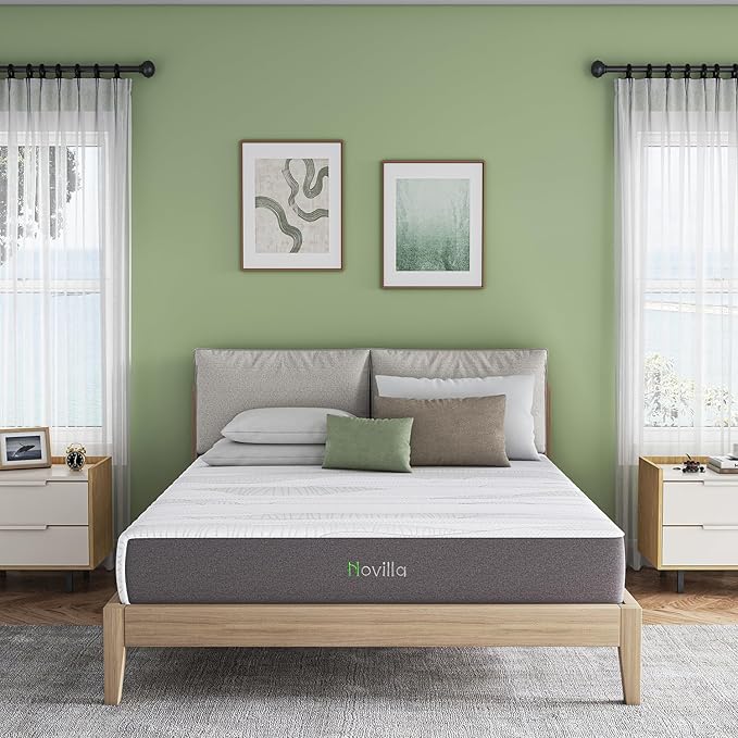 Novilla 12 Inch King Size Mattress in a Box, King Memory Foam Mattress with GelMax Cooling Cover & Charcoal-Infused Medium-Firm Support for Back Pain Relief, Motion Isolation