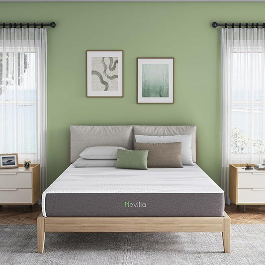 Novilla 14 Inch King Mattress in a Box, King Size Memory Foam Mattress with GelMax Cooling Cover & Charcoal-Infused Medium-Firm Support for Back Pain Relief, Motion Isolation