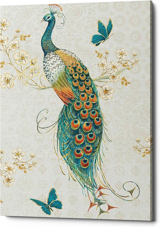 Epic Graffiti 'Ornate Peacock XA' by Daphne Brissonet, Canvas Wall Art, 26"x40"