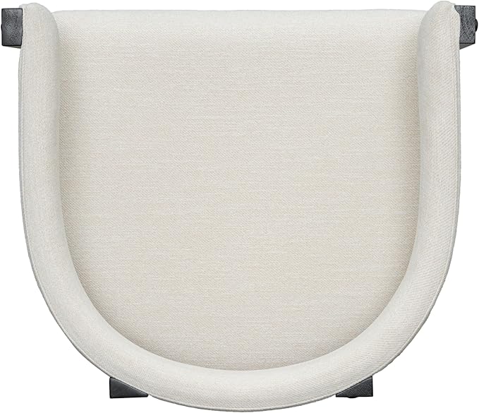 Christopher Knight Home Set of 2 Arley Modern Fabric Upholstered Dining Armchair, Sturdy Wooden Kitchen Side Chair with Ergonomic Backrest and Footrest, Soft Padded Barrel Accent Chair, Beige+Black