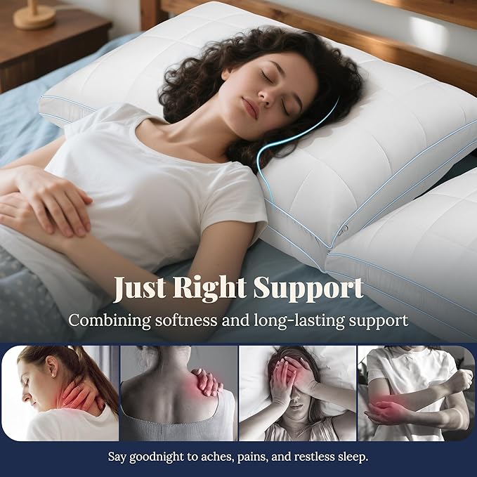 3-in-1 Adjustable Pillows Bed Pillow King Size Set of 2 - Luxury Hotel Collection Pillows for Sleeping, Customizable Firmness & Height Pillow for Back, Stomach or Side Sleepers