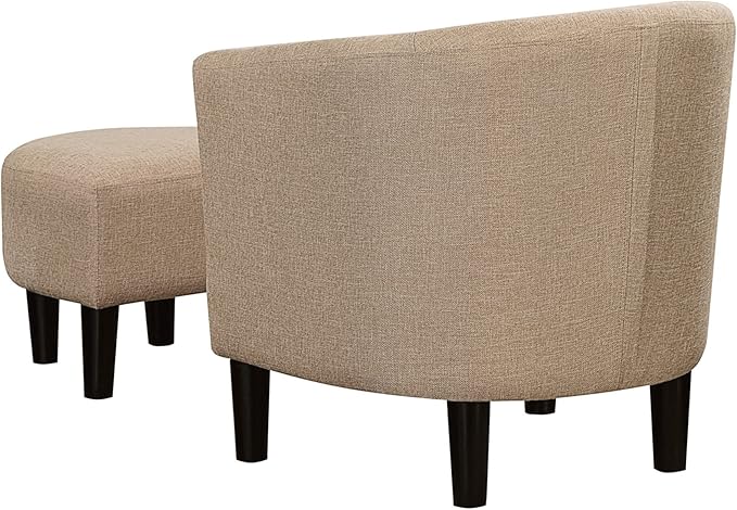 Convenience Concepts Take a Seat Churchill Accent Chair with Ottoman, Tan Fabric
