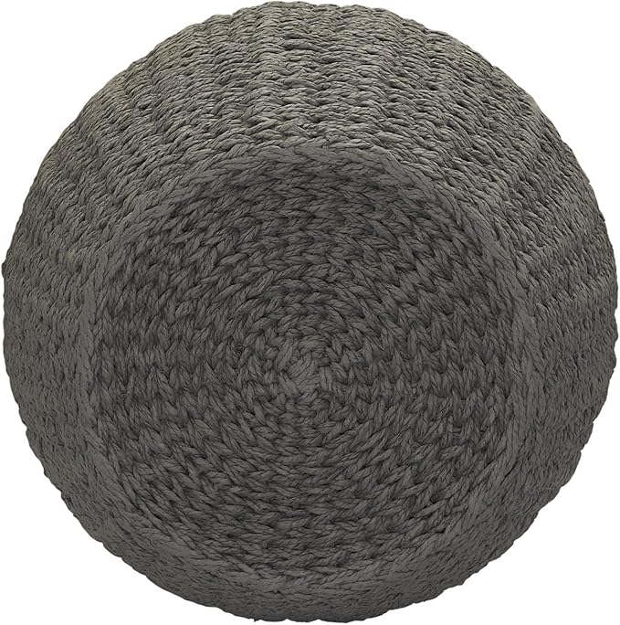 Household Essentials Handwoven Paper Rope Barrel Wicker Storage Basket Side Table, Gray