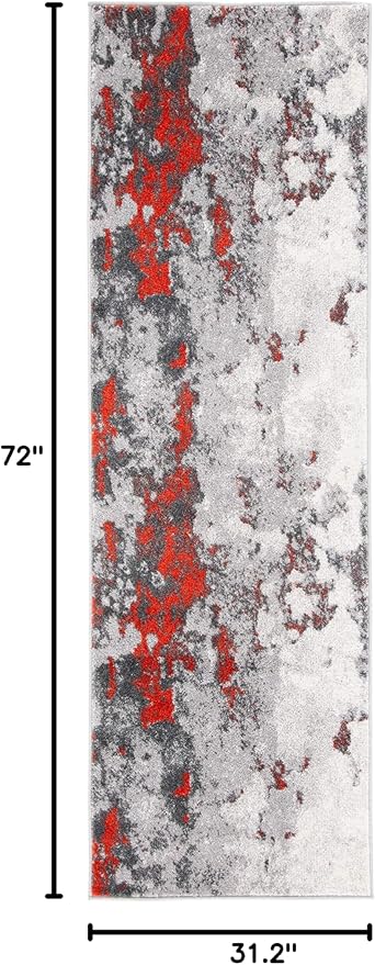 SAFAVIEH Adirondack Collection Runner Rug - 2'6" x 6', Orange & Grey, Modern Abstract Design, Non-Shedding & Easy Care, Ideal for High Traffic Areas in Living Room, Bedroom (ADR134P)