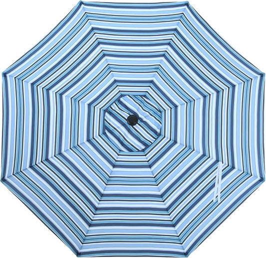 MASTERCANOPY Patio Umbrella 10 ft Replacement Canopy for 8 Ribs-Navy and Blue Stripe Canopy Only