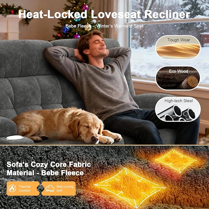 Recliner Sofa, Fabric Reclining Sofa 3 Seater Massage Flip Back Sets with Heavy Weight Capacity, RV Loveseat Clearance, Recliner Couch with Storage, Cup Holders, Wall Hugger Couches for Living Room