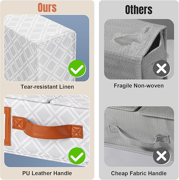 4 Pack Bed Sheet Organizers and Storage, (King & Queen Size) Sheet Organizer for Linen Closet, Foldable Bedding Storage Box with Window for Bedsheets, Duvet Cover and Pillowcase (Light Printed 4 Pack)