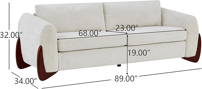 Christopher Knight Home Taki 89 Inches Sofa Couch, Cozy Chenille Upholstered 3-Seater Sofa, Wood Frame Couches, Comfy Home Sofa Living Room and Office, Lounge Seating with Armrests, Beige