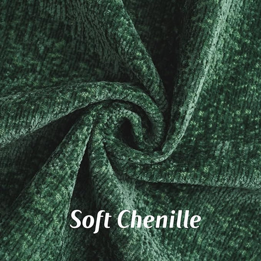 FUTEI Dark Green Chenille Throw Pillow Covers 20x20 Inch Set of 2,Soft Cozy Bound Edge Design Cushion Case,Home Decor for Couch Bed Living Room