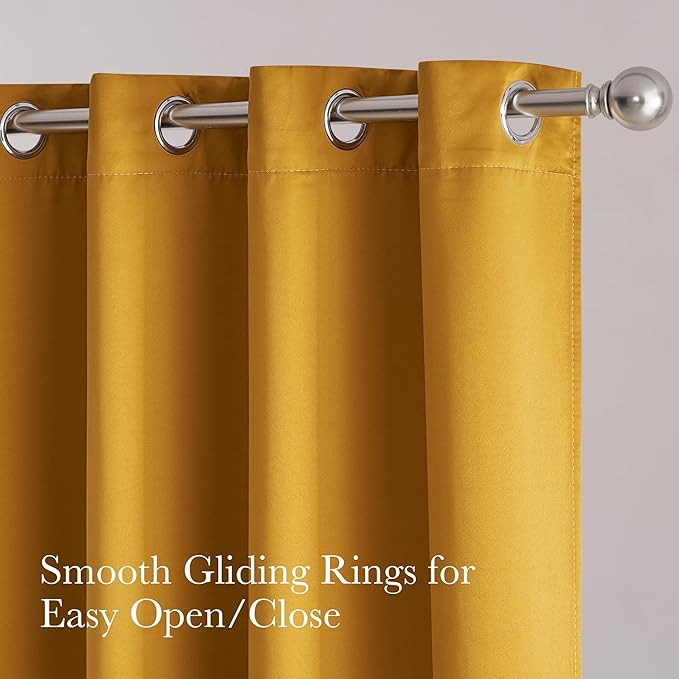 NICETOWN Full Shading Curtains for Patio Door, Gold, 1 Panel, 100" W x 84" L, Super Heavy-Duty Thermal Backing Faux Silk Sliding Glass Door Drape, Privacy Assured Room Divider Curtain