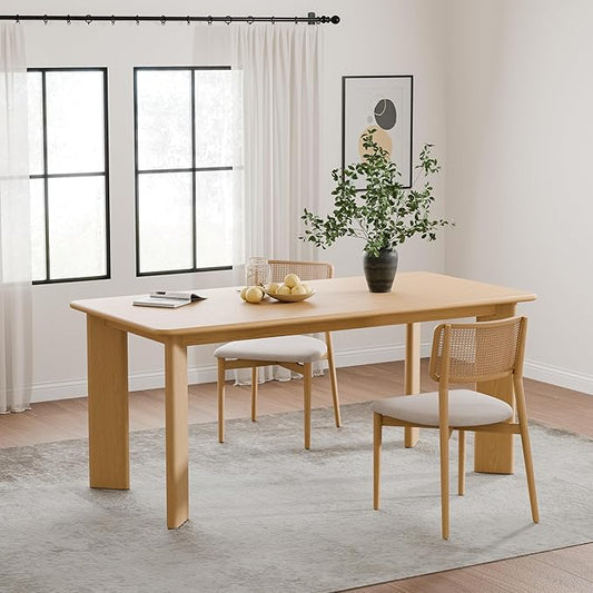 Casaphoria 67" Farmhouse Dining Table for 6，Wood Rectangular Living Room Table, Modern Kitchen Table with Sturdy Base & Thickened Tabletop, Easy to Assembly & Clean, Oak