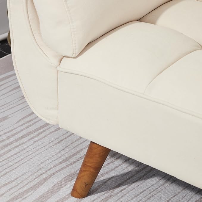 ERYE 75-Inch Linen Tufted Upholstered Futon Sofabed for Bedroom Living Room, Modern Convertible Futon Loveseat Sleeper Sofa Bed with Adjustable Backrest and Pillows | Easy to Assemble
