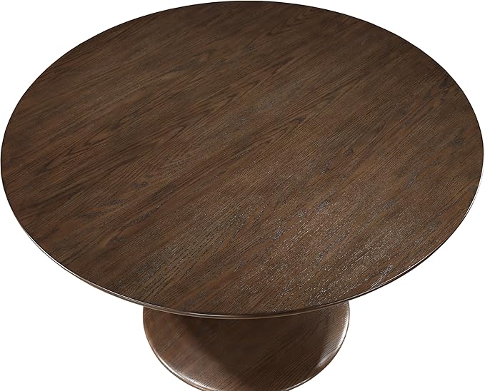 Meridian Furniture 915Brown-T Holly Collection Mid-Century Modern Dining Table with Rich Brown Finish, Solid Wood, Oak Veneer, 48" W x 48" D x 30" H, Brown