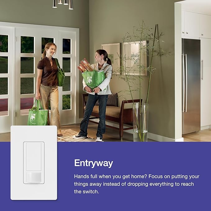Lutron Maestro Motion Sensor Light Switch Indoor for Bathroom, Garage, Laundry Room, Any Bulbs, Occupancy Vacancy Sensor, Single-Pole, MS-OPS2-BR, Brown