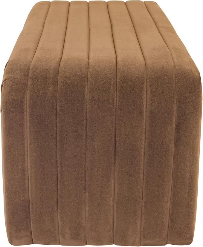 Spatial Order Modern Arch Channel Bench | Bench for Living Room & Bedroom | Decorative Home Furniture - Rust Orange Velvet