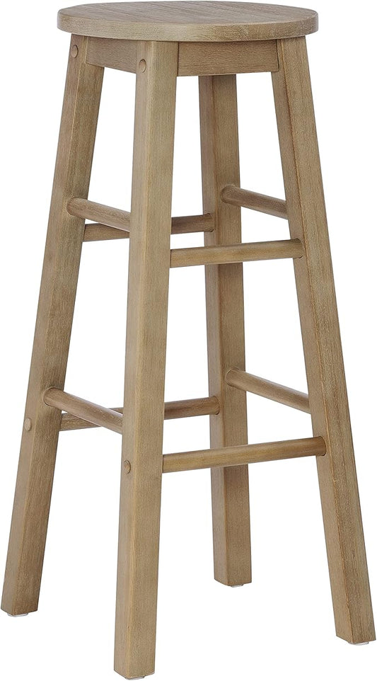 Zeke Grey Wash 29" Barstool with Round Seat by Linon