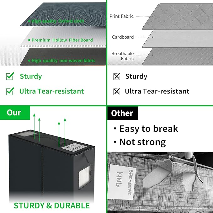 Aokeyee Bed Sheet Organizers and Storage 4 Pack (Queen or King Size), Foldable Storage Bins Closet Organizers and Storage Containers for Duvet Covers, Blankets, Pillowcases, bedding clothes, Black