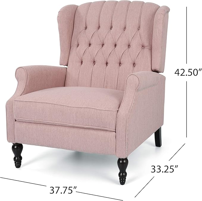 Christopher Knight Home Salome Push Back Recliner, Light Blush, Dark Brown