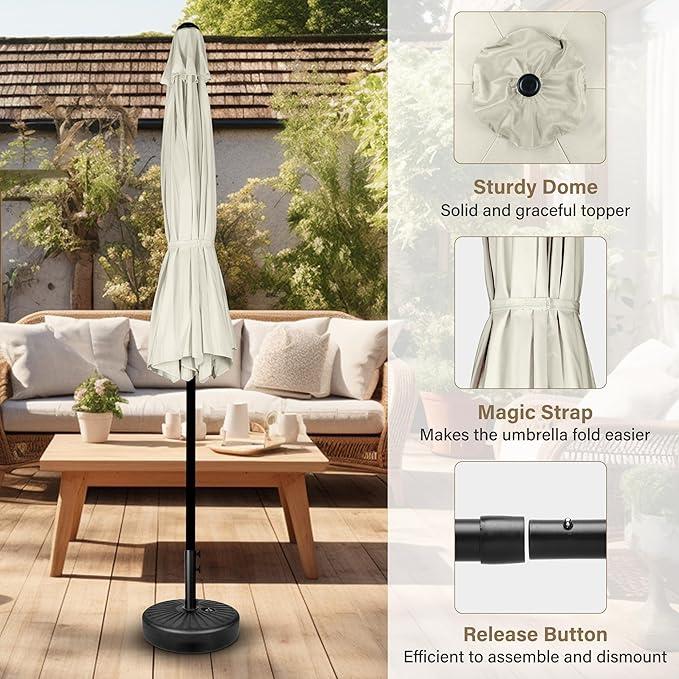 Simple Deluxe 7.5' Patio Umbrella Outdoor Table Market Yard Umbrella with 6 Sturdy Ribs for Backyard, Pool, Garden, Deck, Creamy White