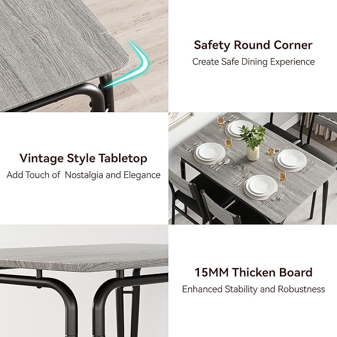 Dining Table for 2, Small Table and Chairs Set of 2, Square Dinette Set for 2, Dinner Table Set, 3 Piece Kitchen & Dining Room Sets for Small Space, Apartment (Oak, Dining Table with 4 Chairs)