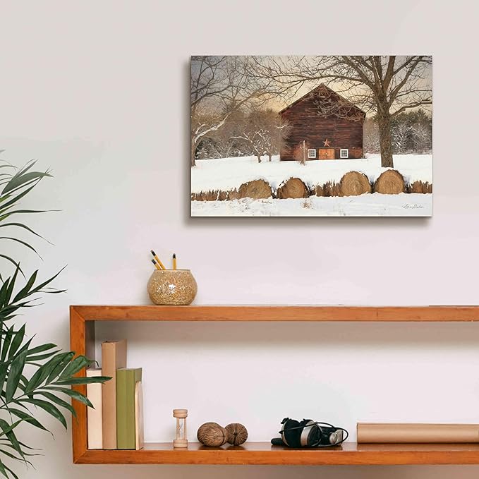 Epic Graffiti 'Snowy Vermont Barn' by Lori Deiter, Canvas Wall Art, 18"x12"