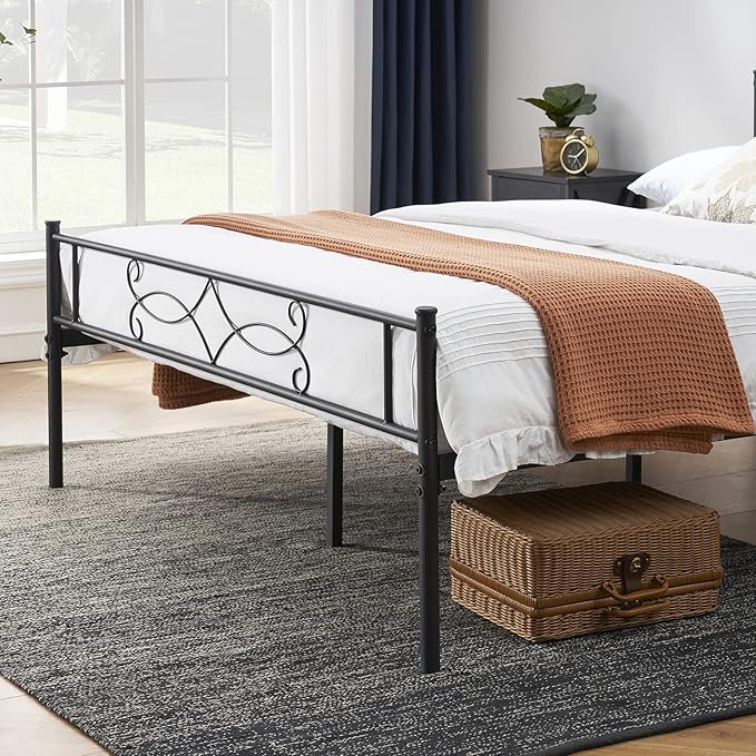 VECELO Full Size Metal Platform Bed Frame with Headboard/Steel Slat Support/No Box Spring Needed/Easy Assembly