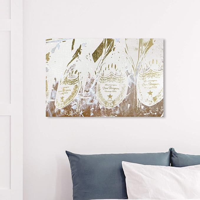 The Oliver Gal Artist Co. Drinks and Spirits Wall Art Canvas Prints 'Champagne Showers' Home Décor, 36 in x 24