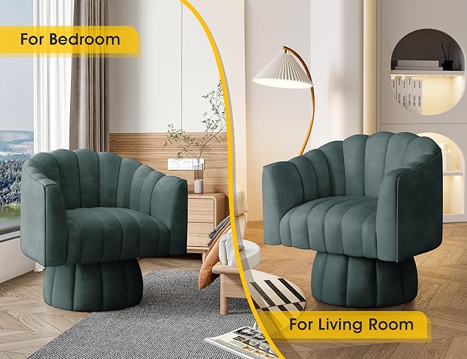 Modern 360 Degree Leather Swivel Cuddle Barrel Accent Sofa Chairs, Round Armchairs with Wide Upholstered, Leather Reading Chair for Living Room, Bedroom, Office, Waiting Rooms, (Navy)