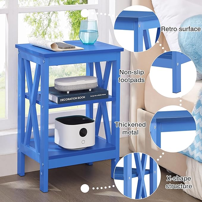 VECELO Modern Nightstands X-Design Side End Table Night Stand with Storage Shelf for Bedroom,Living Room,