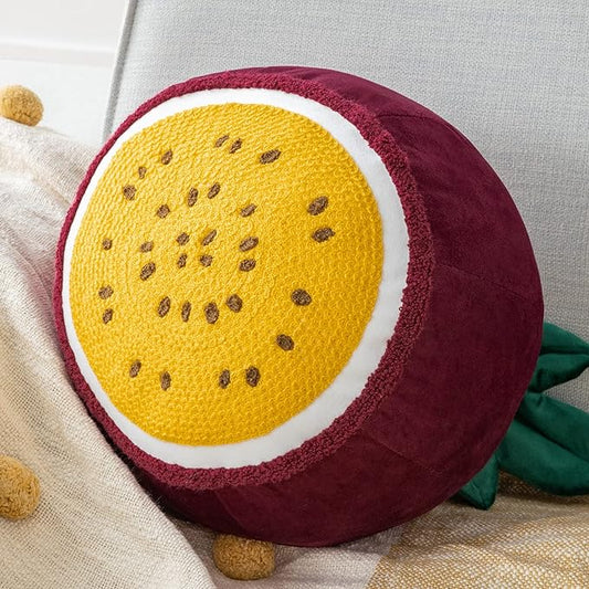 Phantoscope Fruit Shaped Pillows Series Passion Fruit Shaped Throw Pillow, Fun Home Decor of Fruit Themed Shaped Cushions, Decorative Shaped Pillow for Couch Bed and Chair, Red, 10 x12 inches