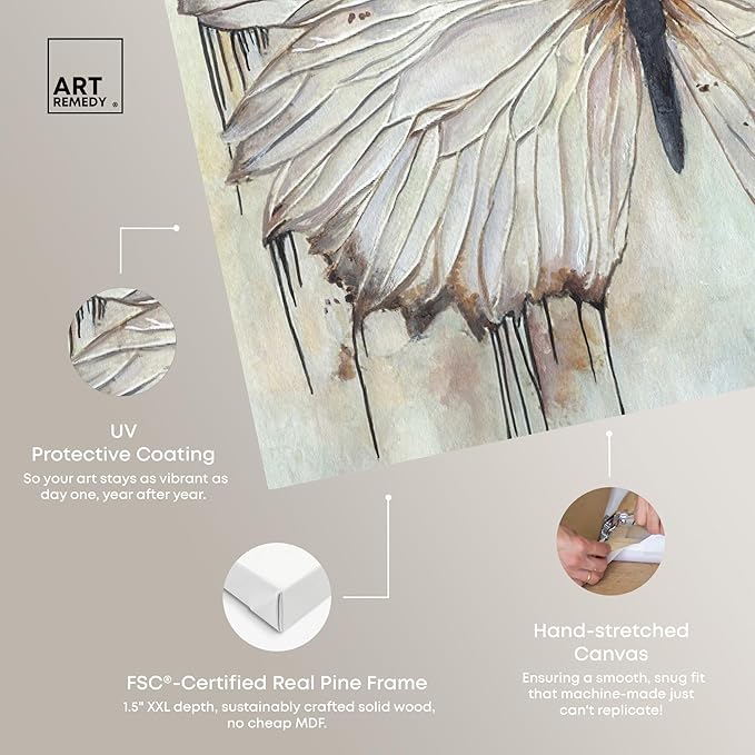 Art Remedy Neutral Beauty Chic Farmhouse Canvas Wall Art, Gallery Wrapped, 20"x20"