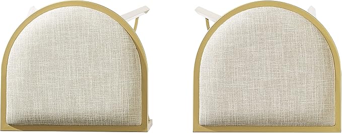 Crosley Furniture Ellery Upholstered Seat Counter Height Bar Stools Set of 2, Oatmeal/Gold