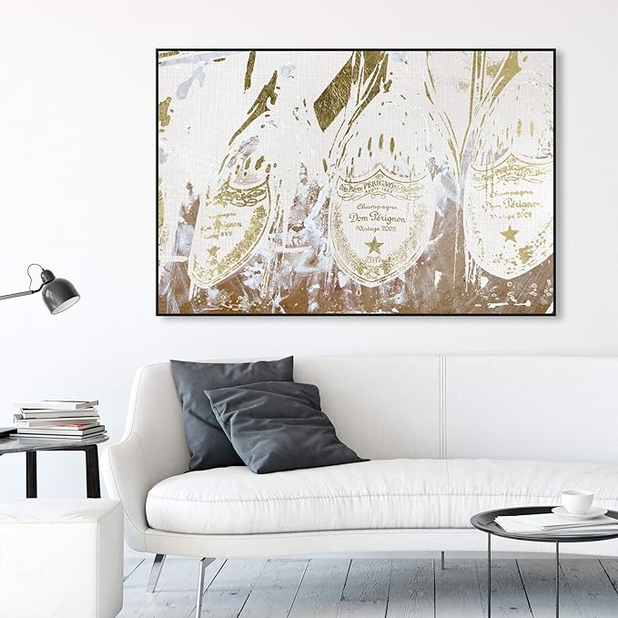 Drinks and Spirits Framed Wall Art Canvas Prints 'Champagne Showers' Champagne