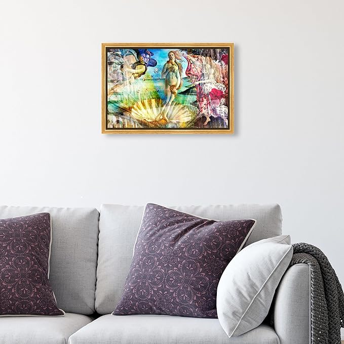 The Oliver Gal Artist Co. Spiritual and Religious Wall Art Framed Canvas Prints 'Birth of Venus - Botticelli' Zodiac
