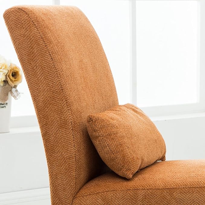 Roundhill Furniture Pisano Orange Fabric Armless Contemporary Accent Chair with Matching Kidney Pillow, Single