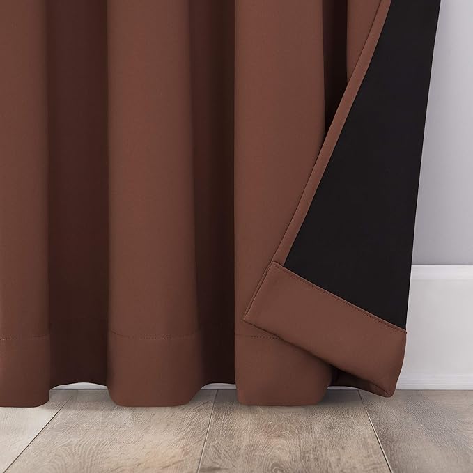 Sun Zero Nordic Theater Grade Extreme 100% Blackout Grommet Curtain Single Panel, 52" x 95", Terracotta