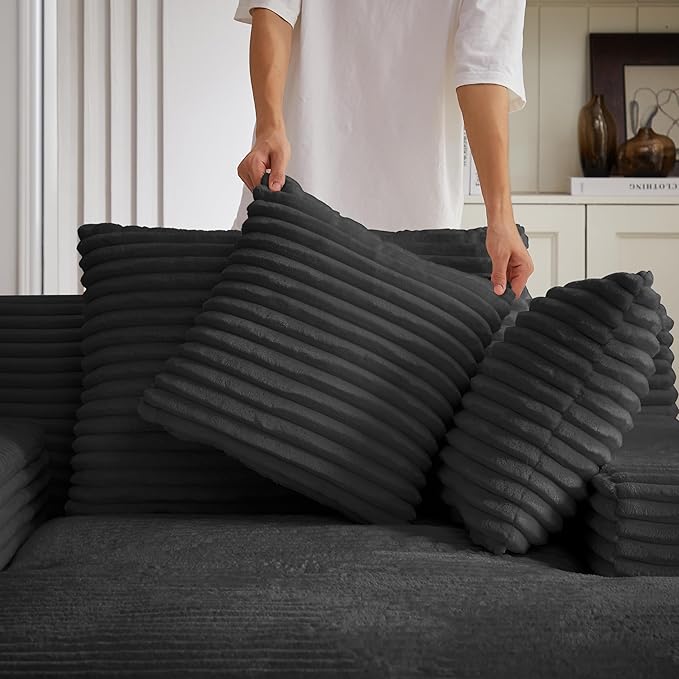 49.2" Full Foam Oversized Chaise Lounge Chair Cozy Cloud Couch, Modern Plush Corduroy Upholstered Sleeper Sofa Daybed with 3 Throw Pillows and Wide Armrest for Living Room, No Assembly Required