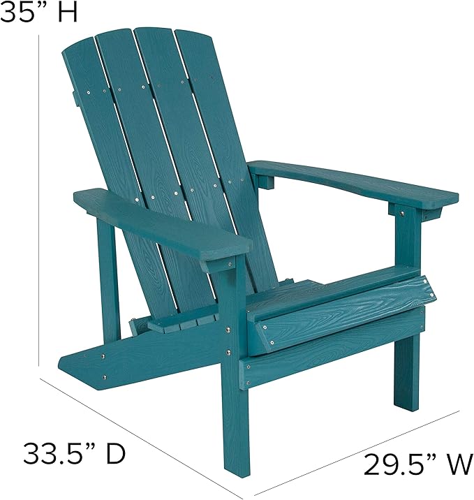 Flash Furniture Charlestown Poly Resin Adirondack Chair - Sea Foam - All Weather - Indoor/Outdoor - Set of 4