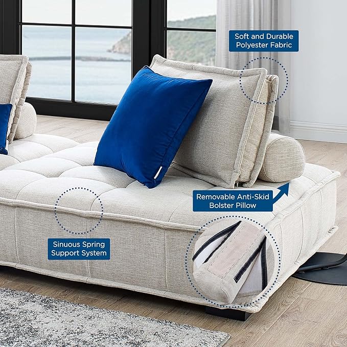 Modway Saunter, 5-Piece Sectional Sofa, Beige