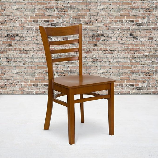 Flash Furniture 2 Pack HERCULES Series Ladder Back Cherry Wood Restaurant Chair