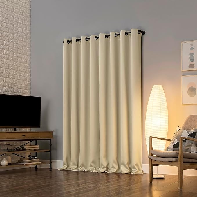 Sun Zero Nordic 2-Pack Theater Grade Noise Reducing Extreme 100% Blackout Grommet Curtain Panel Pair, 52" x 108, Cream Off-White